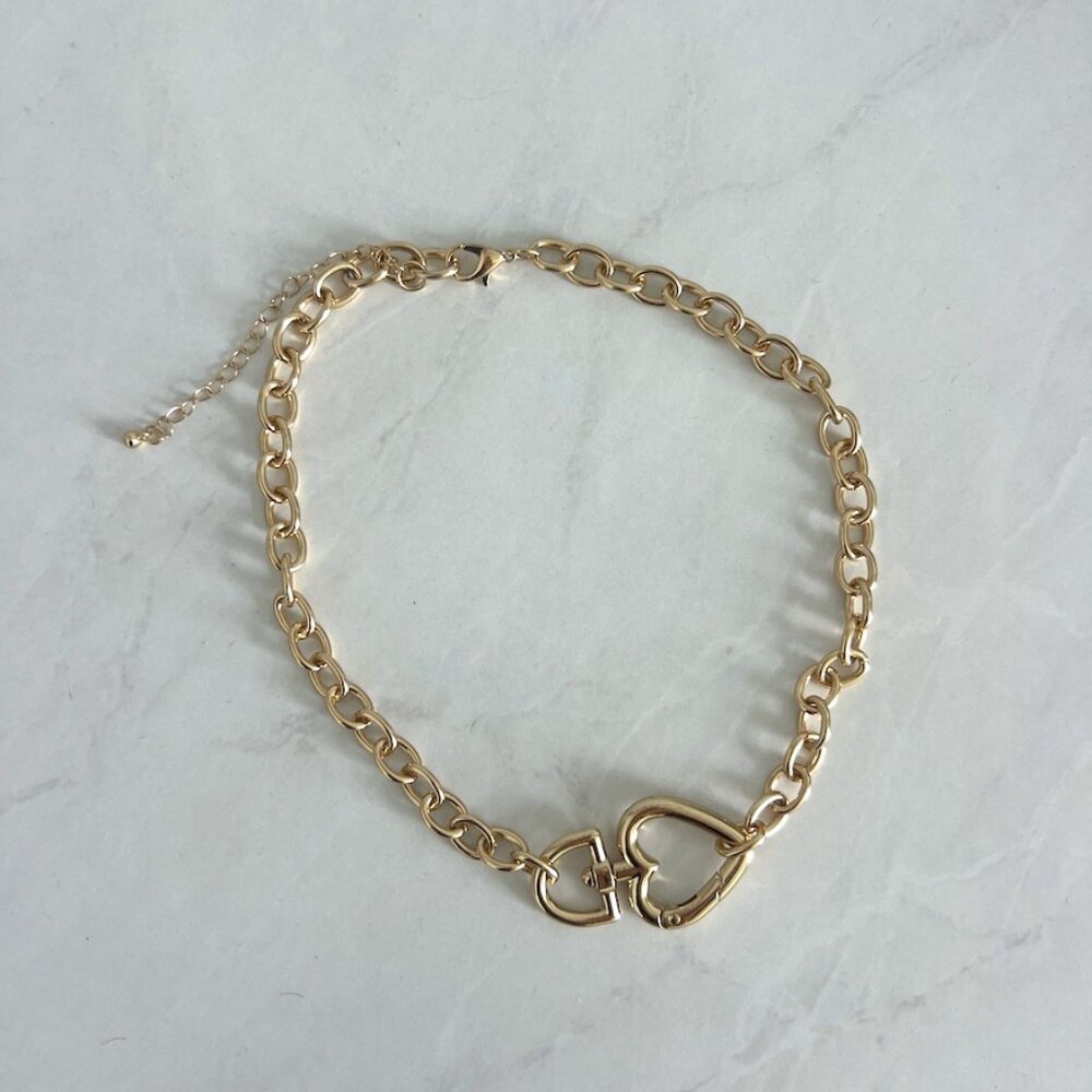 Gold Chain Necklace with Heart